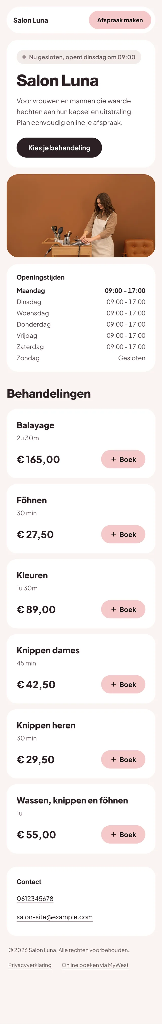 Een eigen boekingspagina, zonder website: Fris en zacht
