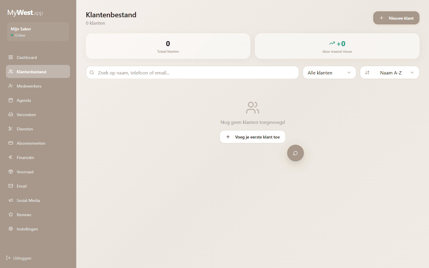 Klantprofielen in MyWest met afspraakgeschiedenis, voorkeuren en notities